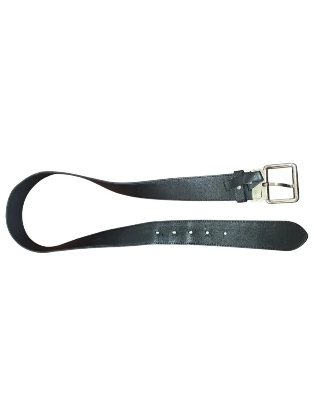 Louis Vuitton M9708 Damier Graphite Men’s Belt Black Silver Buckle Size 90/36